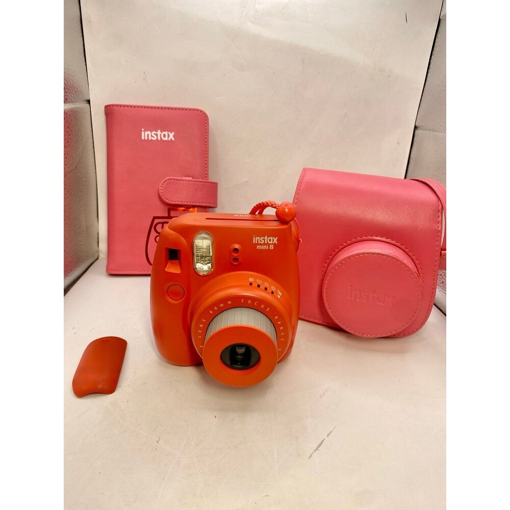Fujifilm Instax Mini 8 Instant Film Camera - hot Pink + album & Custom Case
